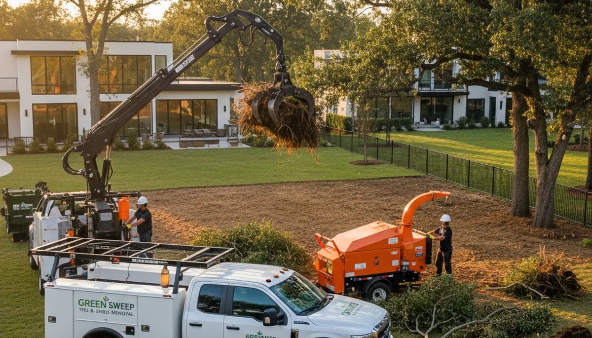 Professional shrub removal service in Baton Rouge, LA clearing overgrown yard vegetation