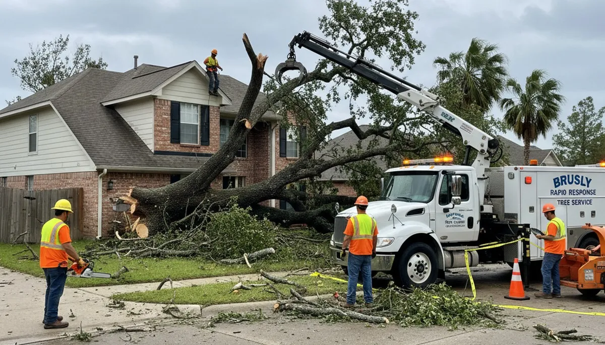 Emergency tree removal after storm damage in Brusly, LA restoring safety and property access