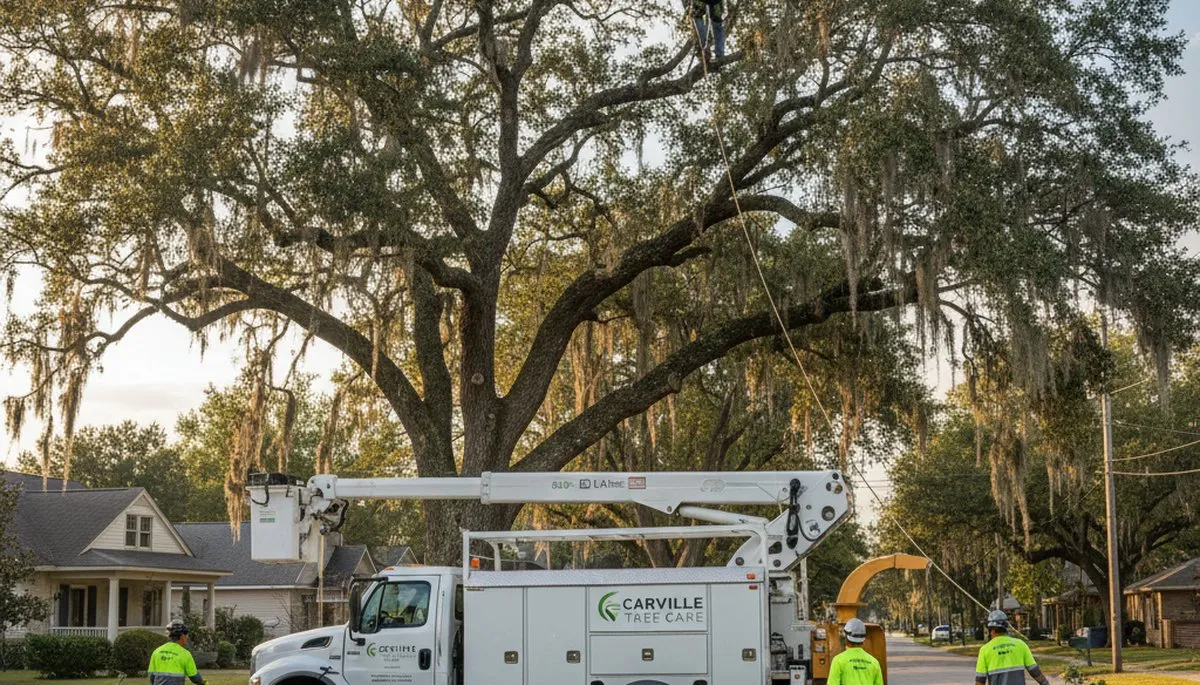 Professional tree removal service crew at work in Baton Rouge, LA