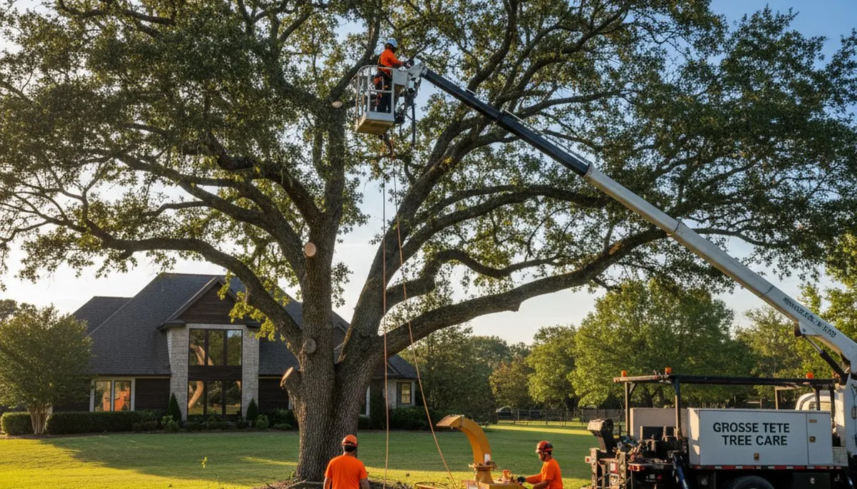 Professional tree removal service in Baton Rouge LA safely clearing large oak trees