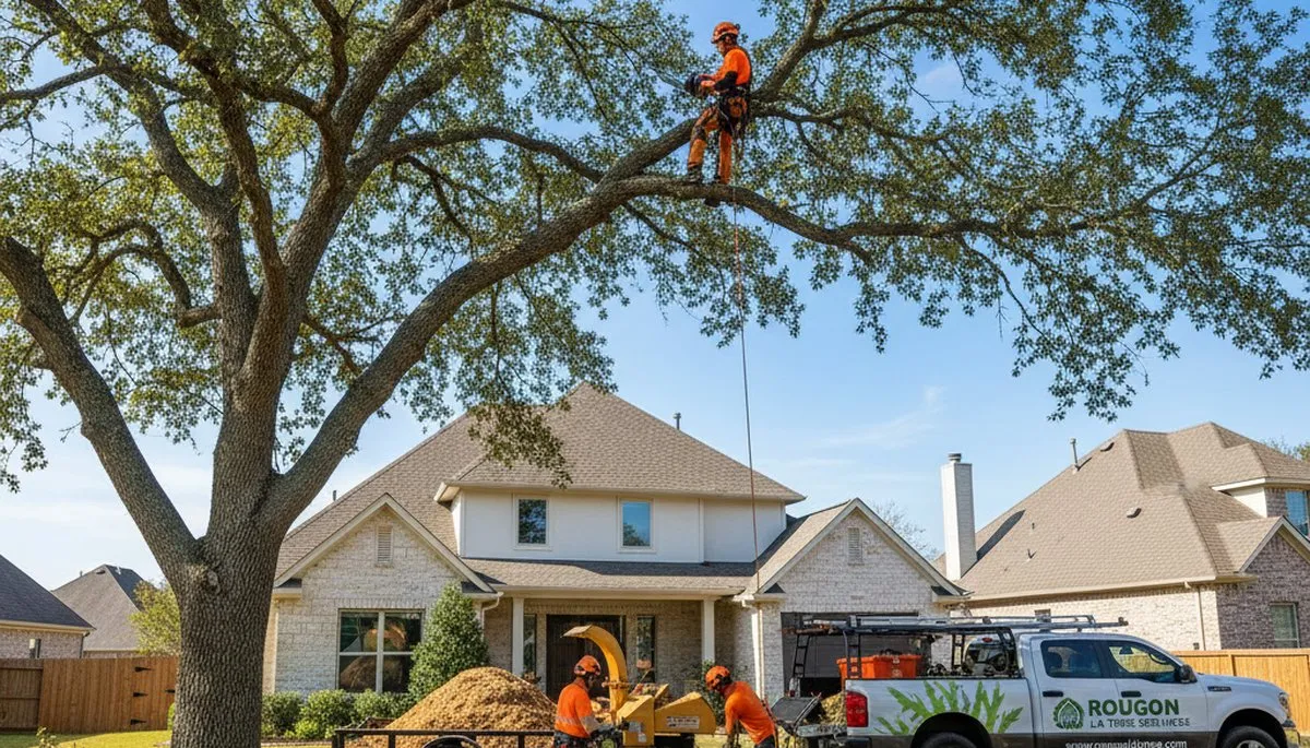 Professional tree removal service in Baton Rouge LA removing large oak tree safely
